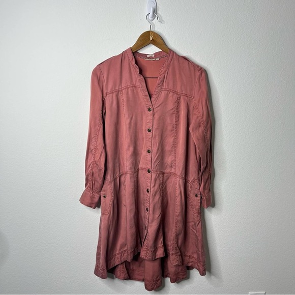 Anthropologie Holding Horses Tencel Long Sleeve Shirt Dress Dusty Rose Size 2 - Picture 4 of 9
